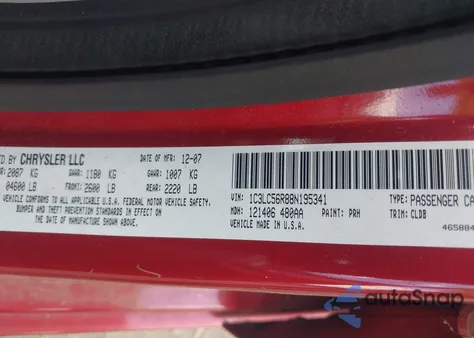 2008 Chrysler Sebring Touring z USA, uszkodzony, nr VIN 1C3LC56R88N195341